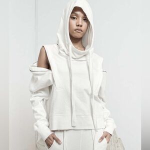 Nicholas K Mika Blush Sweatshirt Size M Oversized Cropped Brushed Cotton Terry